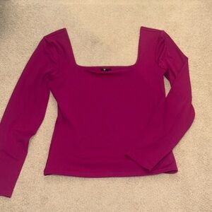 Express Square Neck Long Sleeve Top - Magenta